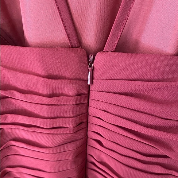 JJ’s House A-line Scoop Floor-Length Chiffon Bridesmaid Dress Pink Ruffle Size 8 - Picture 6 of 9